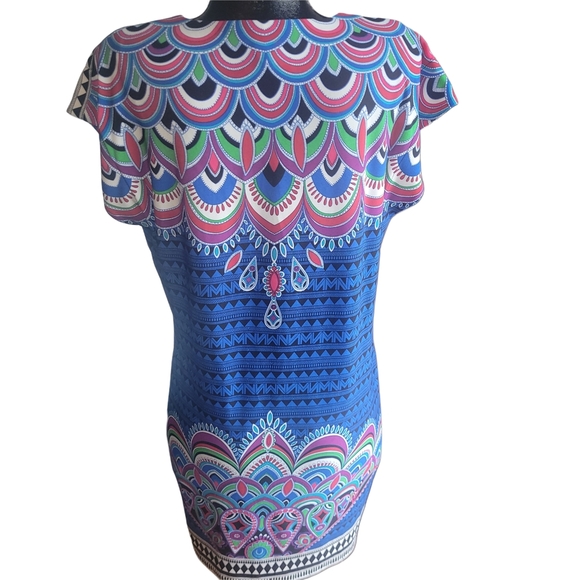 Laundry By Shelli Segsl Multi Colored Abstract Print Short Sleeve Dress M - Picture 6 of 7